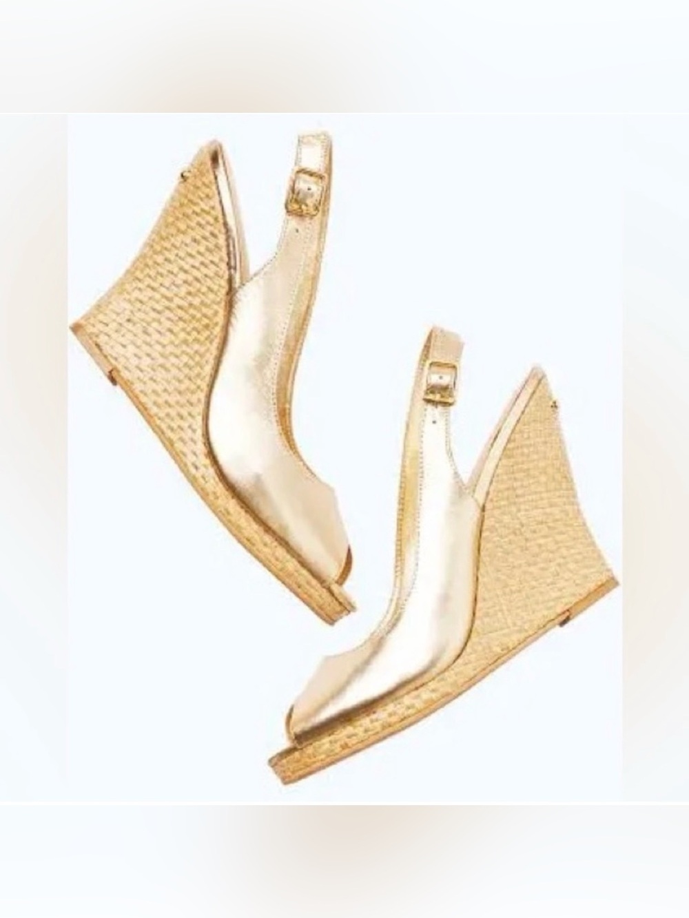 Gold Wedge Slingback Sandals for Women